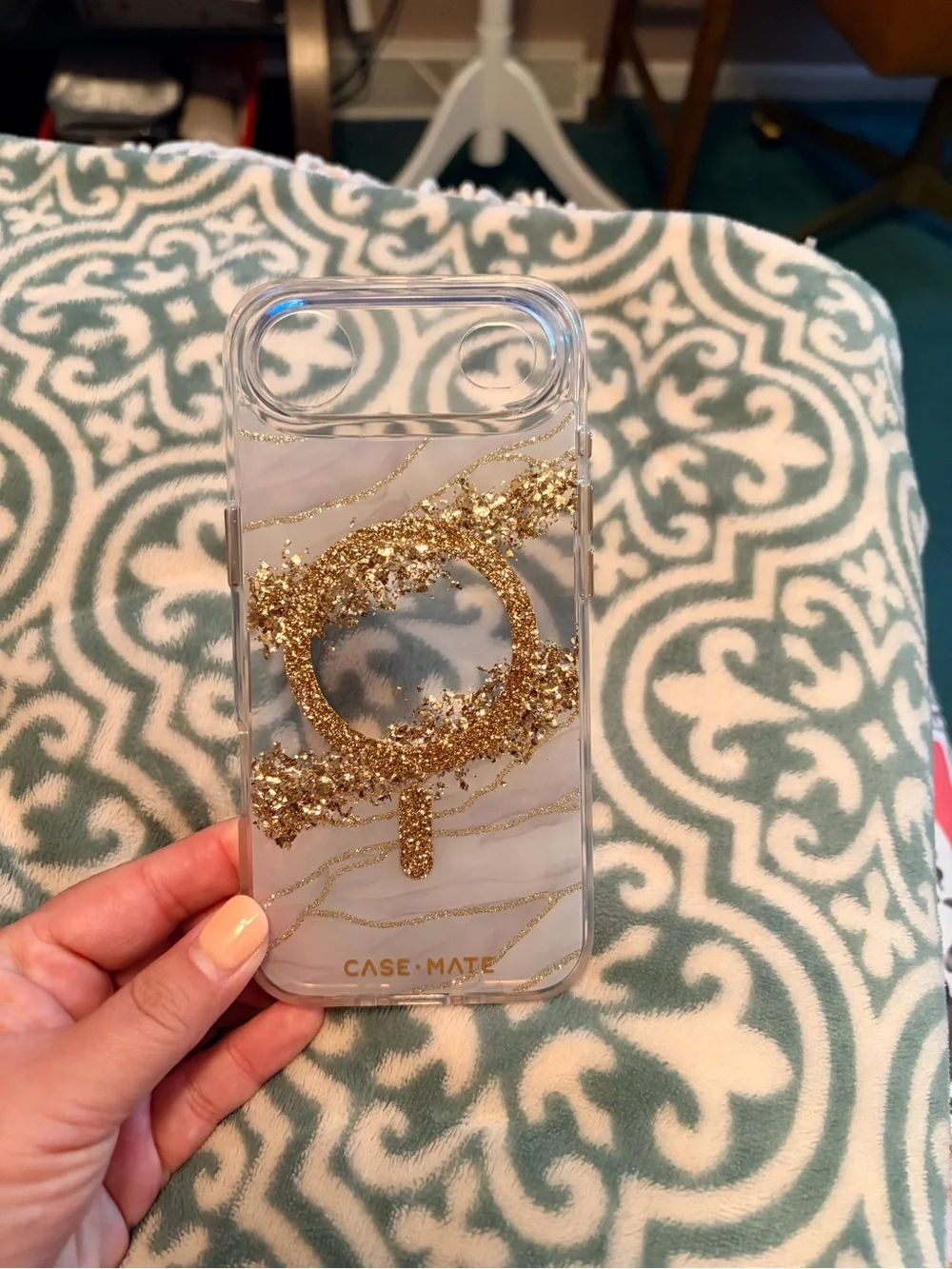 case-mate Clear Glitter Phone Case with Gold Planet Motif